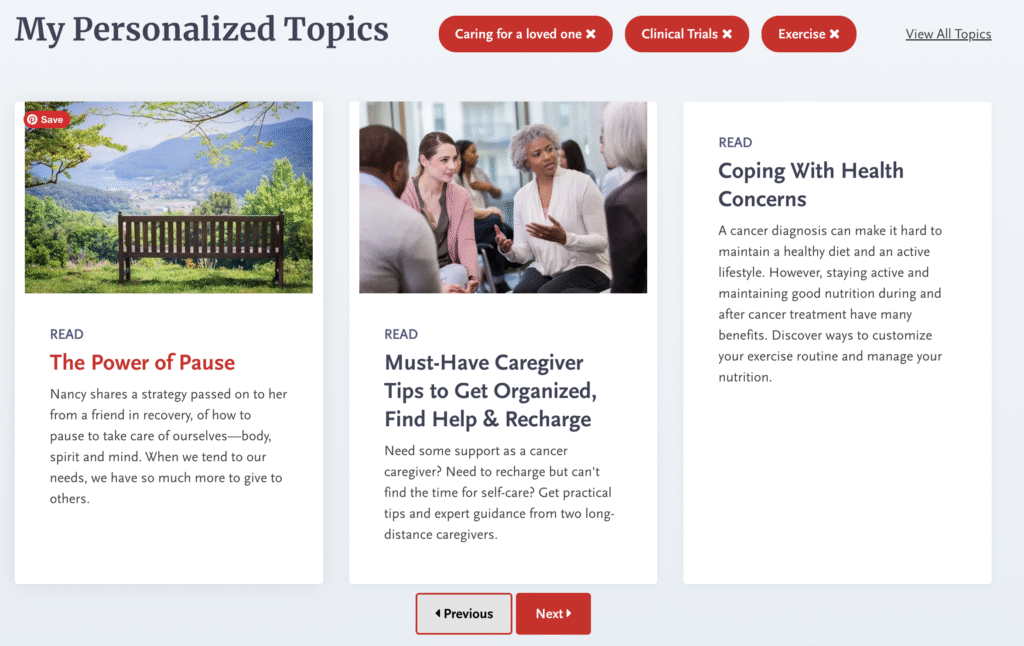 Personalized user dashboard